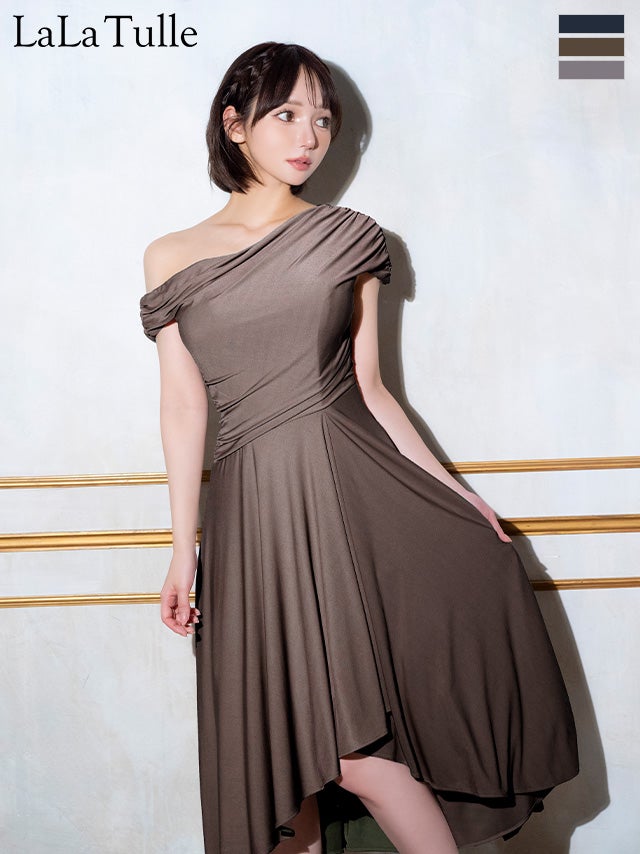 Veautt/ヴュート】ワンショルダー エレガント アシンメトリー ドレープ