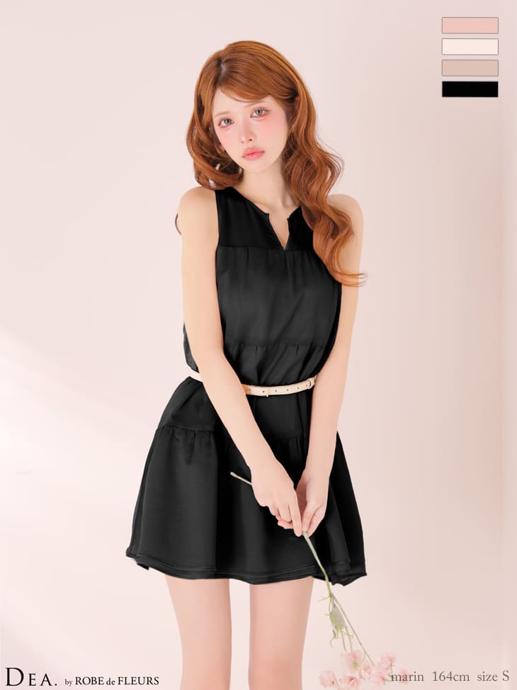 DEA.by ROBE de FLEURS/ディア】ノースリーブ ギャザー ウエストベルト
