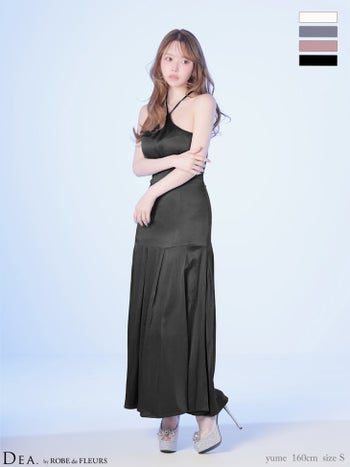 キャバドレス DEA. ROBE de FLEURS ディア ローブドフルール ラメジャガード ボックスプリーツ バックオープン ホルターネック フレアロングドレス