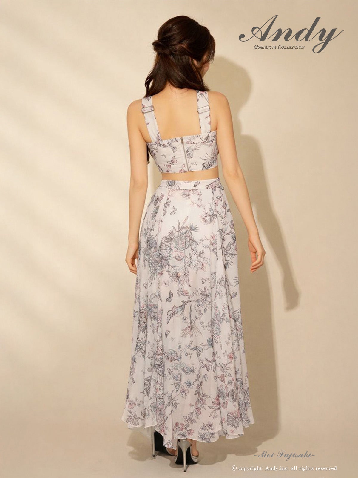 新品 Andy 花柄 ホルターネック ドレス M Andy/アンディ】ウエストカット ホルターネック 花柄 プリント