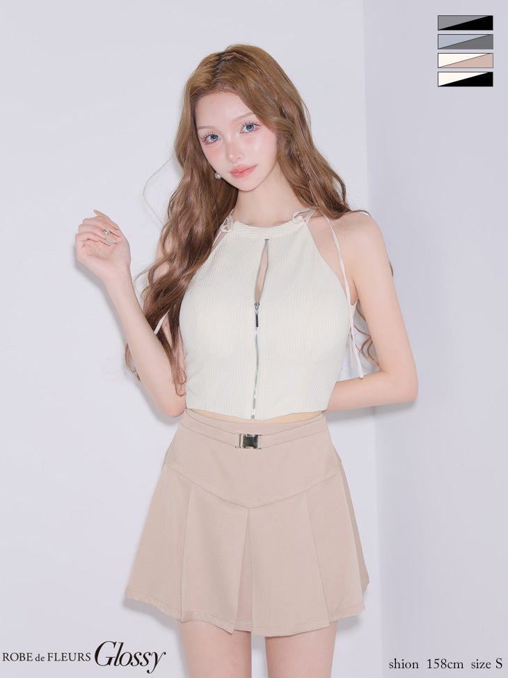 ノースリーブリボンジップデザイン Glossy by ROBE de FLEURS/グロッシー】ジップデザイン ノースリーブ