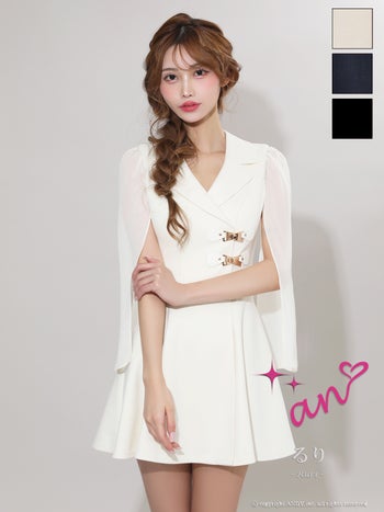 キャバドレス an テーラード ノースリーブ 長袖 ２Way フレアミニドレス