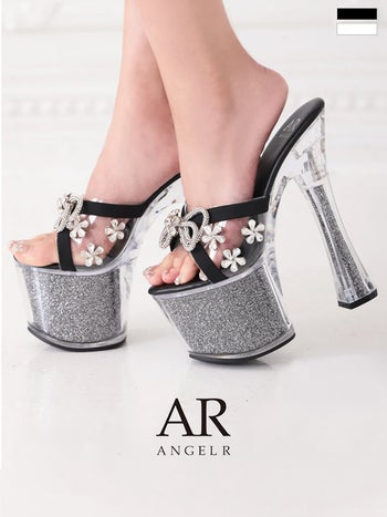 キャバドレス Angel R エンジェルアール フラワーモチーフ リボン フェミニン グリッター 厚底 クリアサンダル 