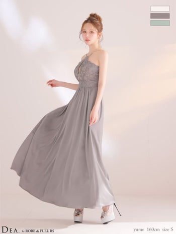 キャバドレス DEA.by ROBE de FLEURS ディア ジップデザイン レース ギャザー クロスデザイン Aラインロングドレス