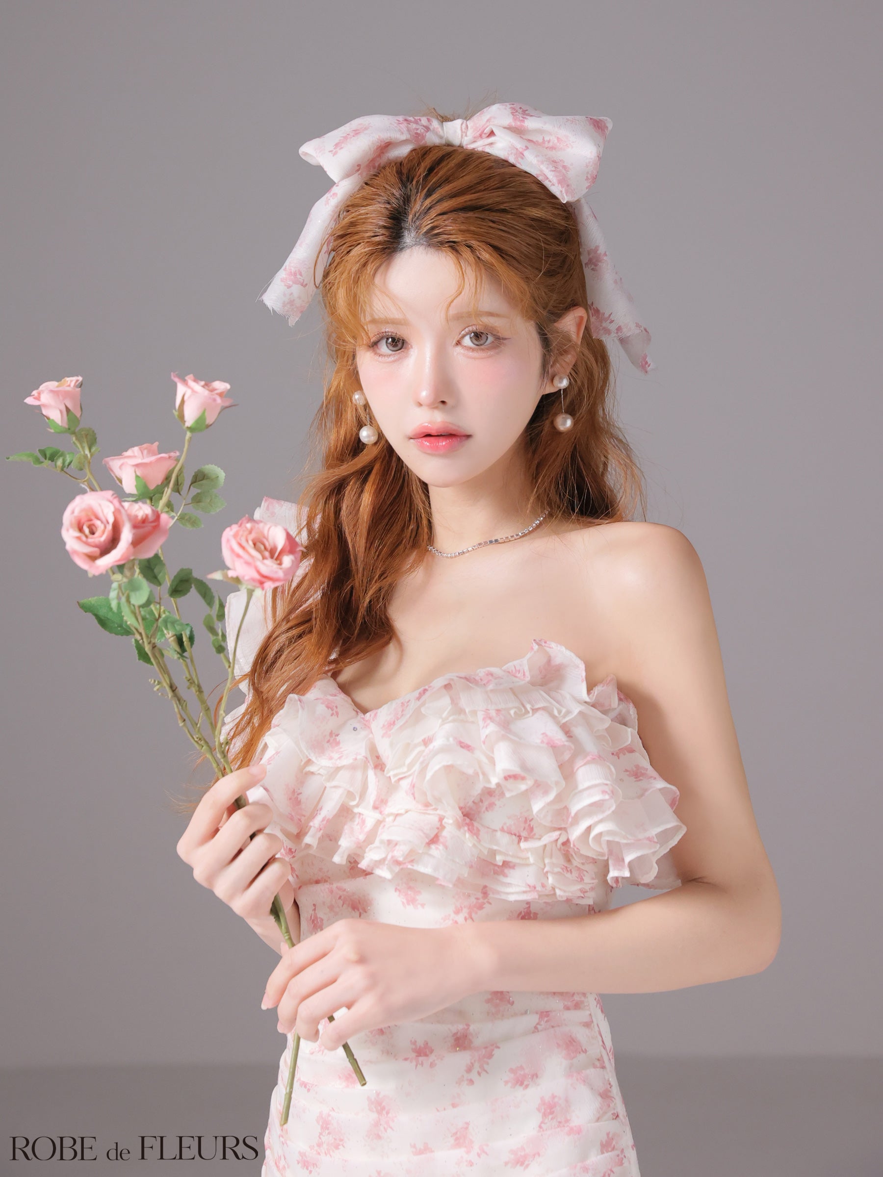 ROBEdeFLEURS/ローブドフルール】フラワー ギャザー ワンショルダー