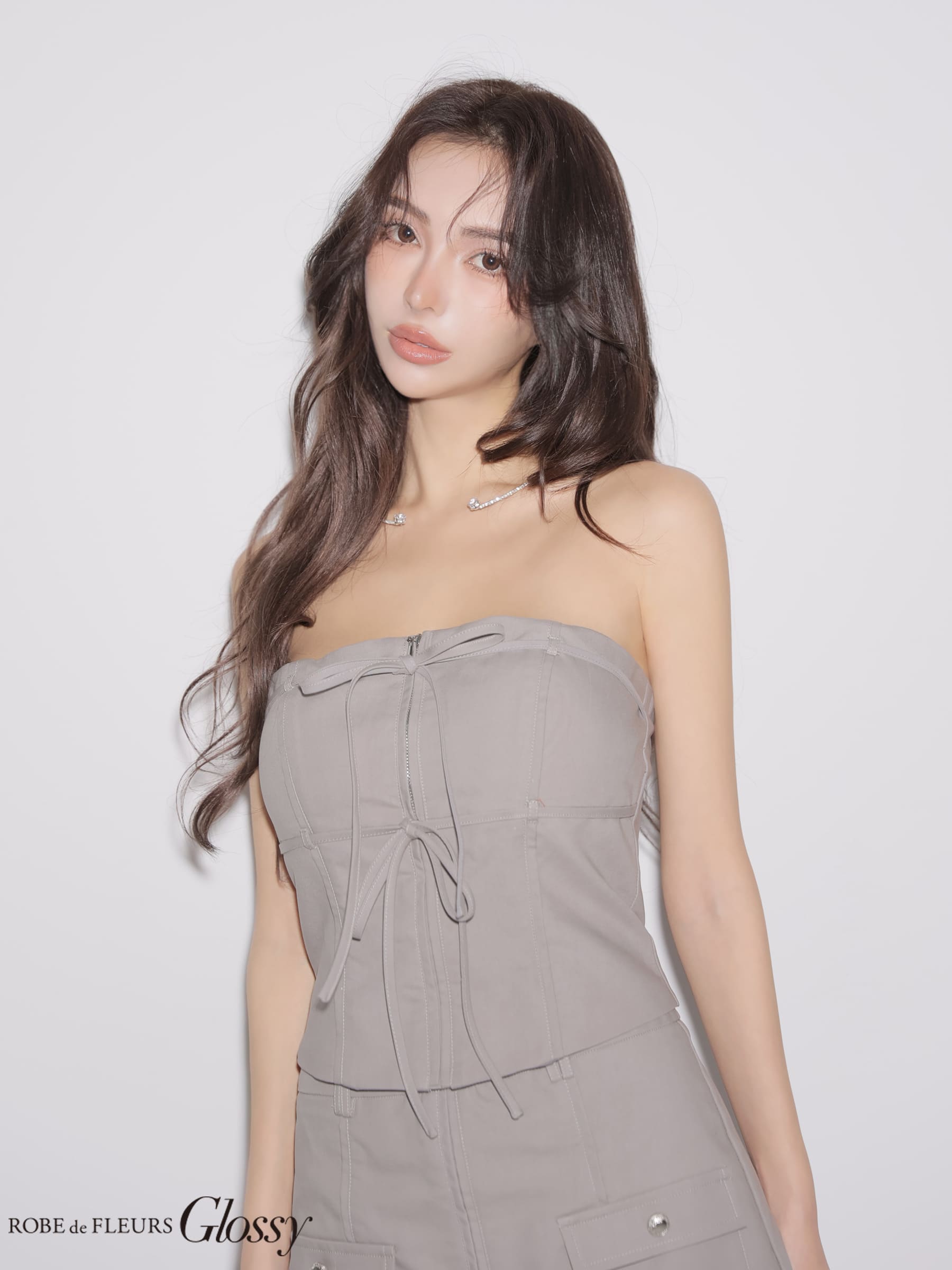 Glossy by ROBE de FLEURS/グロッシー】ベア リボン ジップデザイン