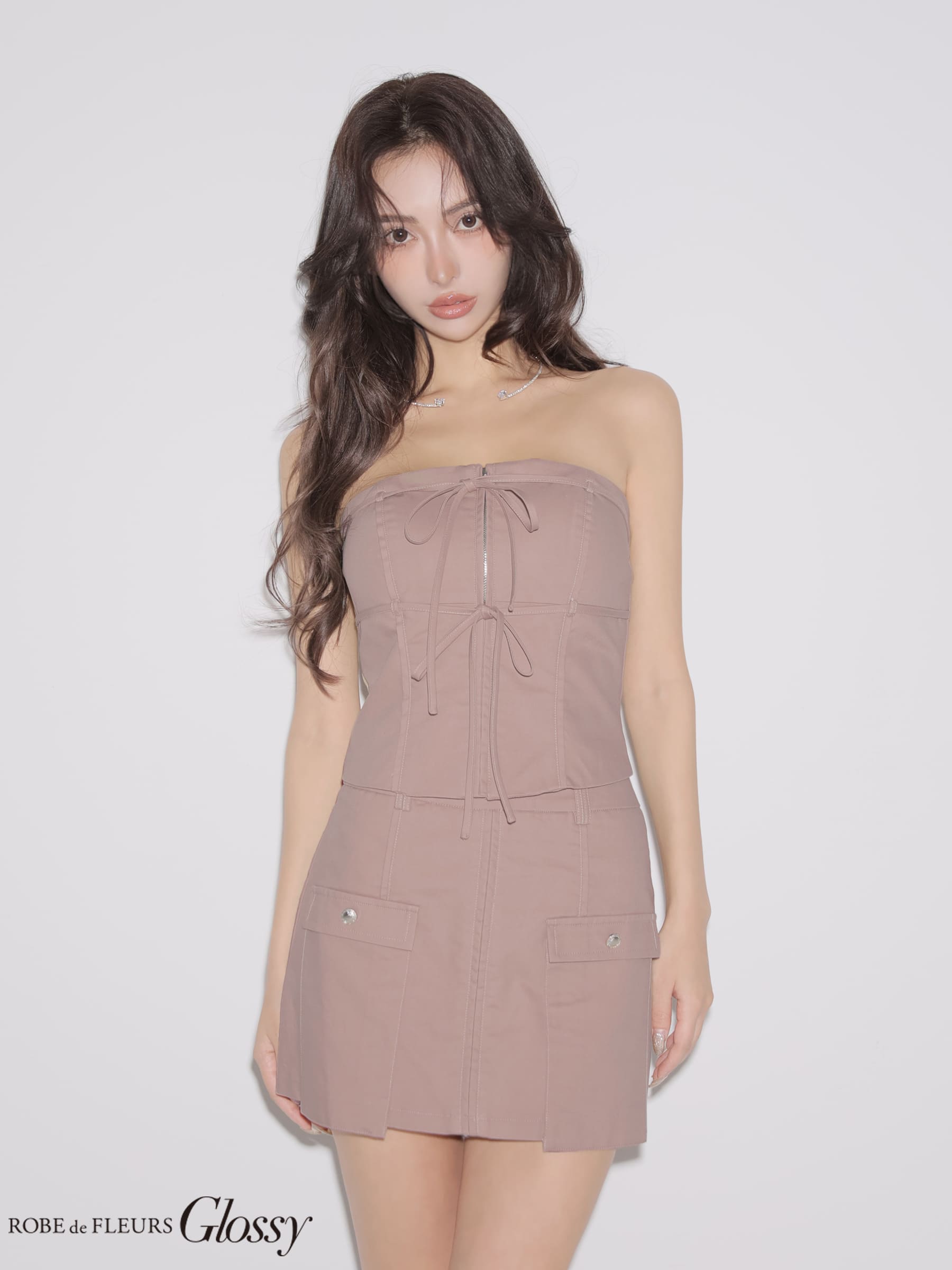 Glossy by ROBE de FLEURS/グロッシー】ベア リボン ジップデザイン