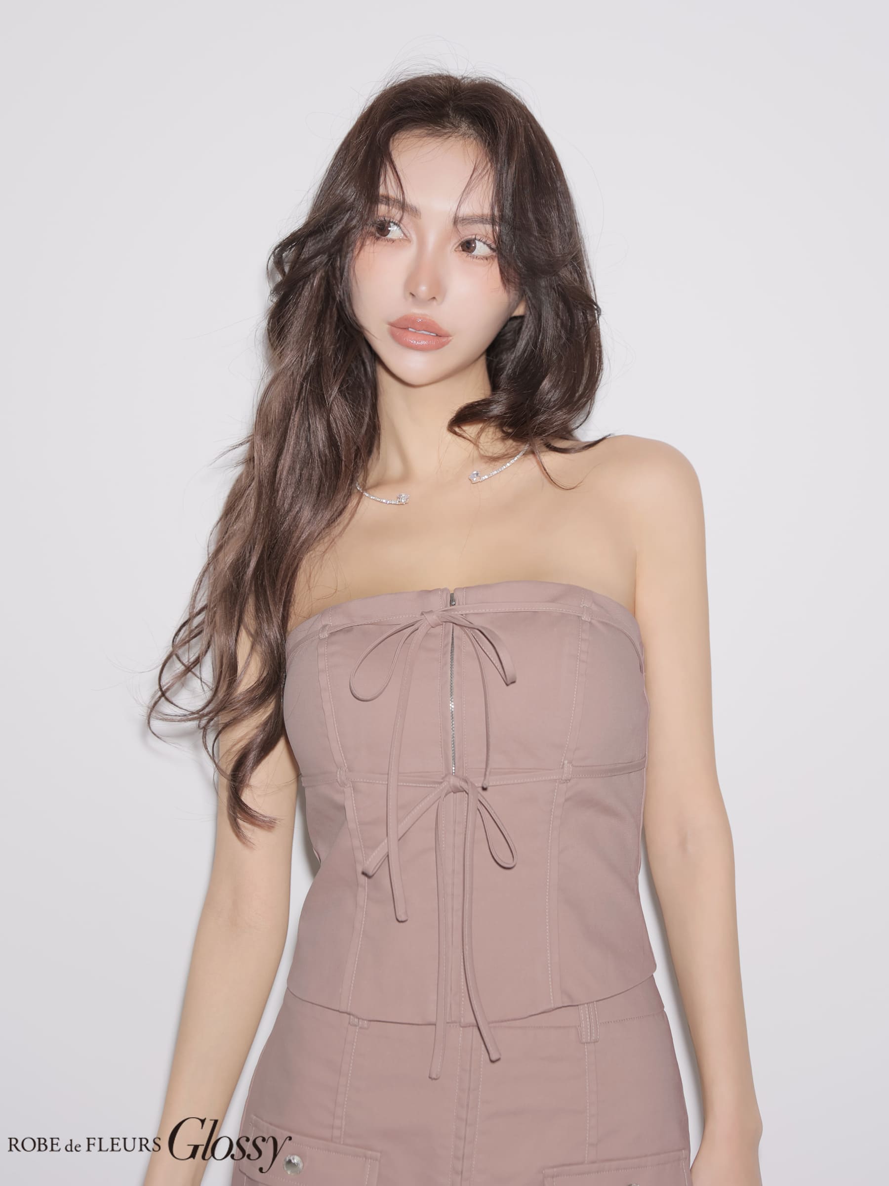 Glossy by ROBE de FLEURS/グロッシー】ベア リボン ジップデザイン