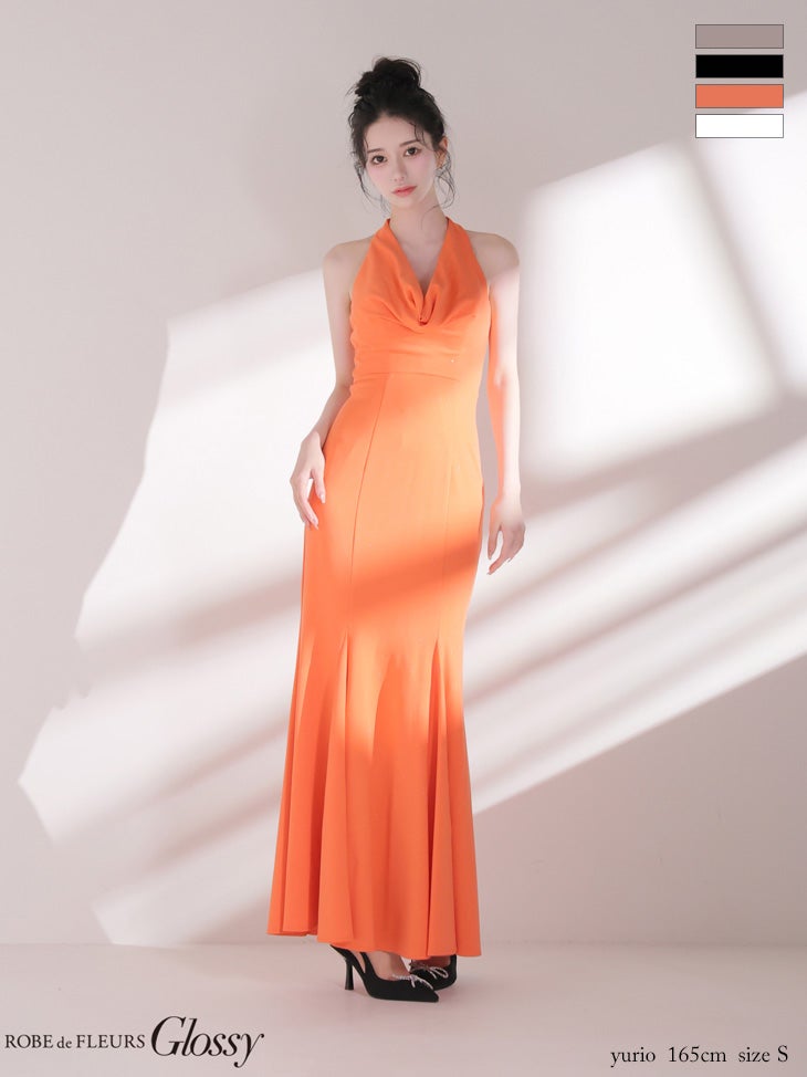 Glossy by ROBE de FLEURS/グロッシー】ホルターネック ドレープ