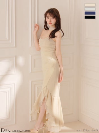 キャバドレス DEA.by ROBE de FLEURS ディア ローブドフルール ラメニット アシンメトリー 3way ベアトップ ショール チョーカーデザイン スリット マーメイドロングドレス