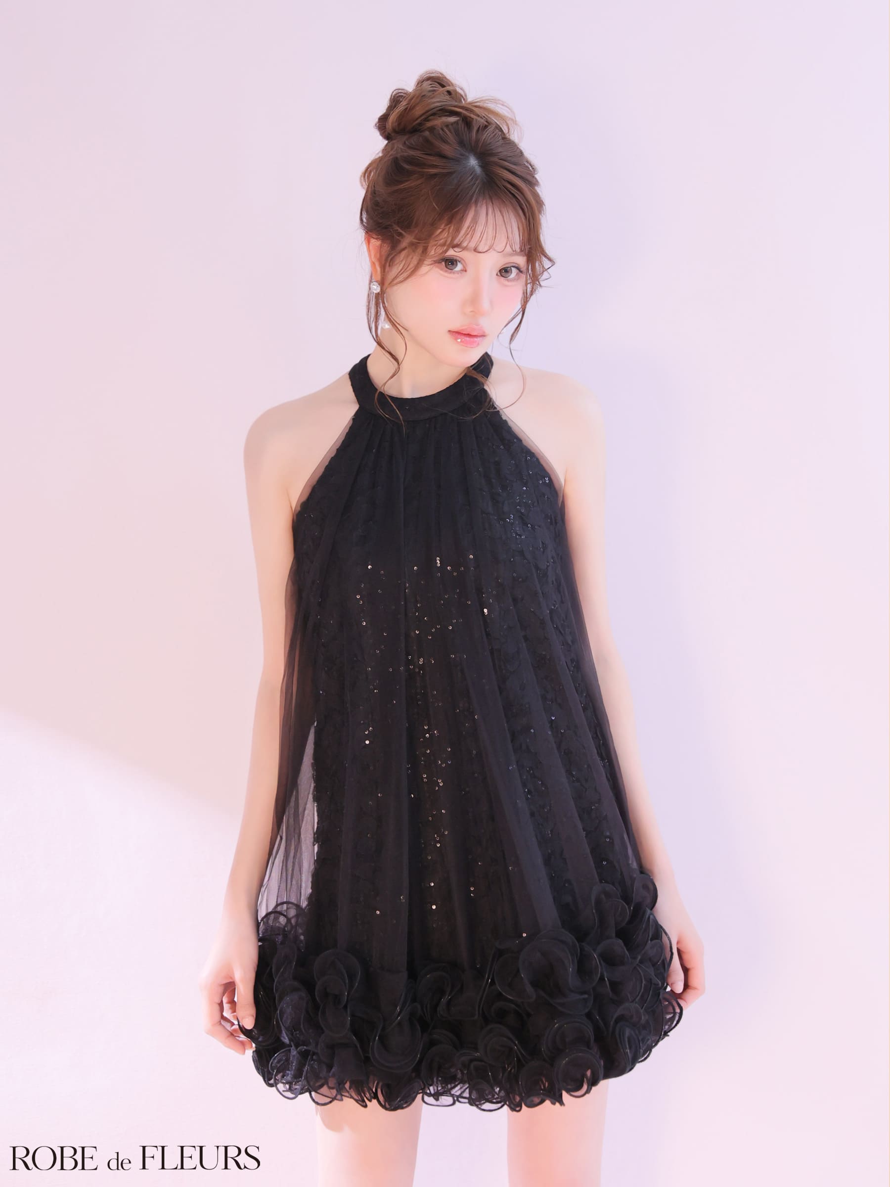 ROBEdeFLEURS/ローブドフルール】リボン ベルト レース スパンコール