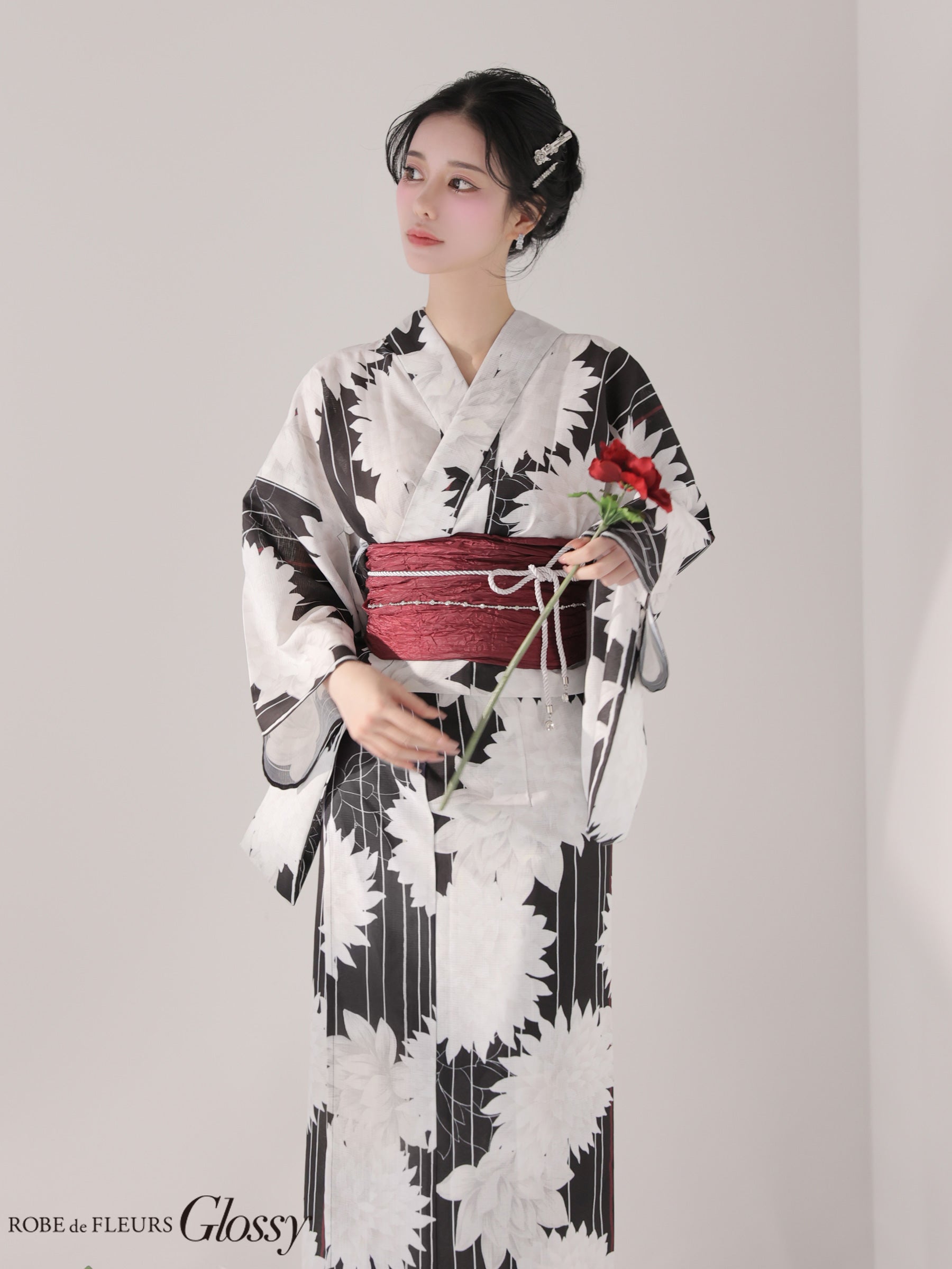 セパレート浴衣】【Glossy by ROBE de FLEURS/グロッシー】 大花柄