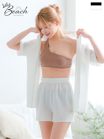水着 みずぎ　襟付きシャツ ショートパンツ 半袖 セットアップ