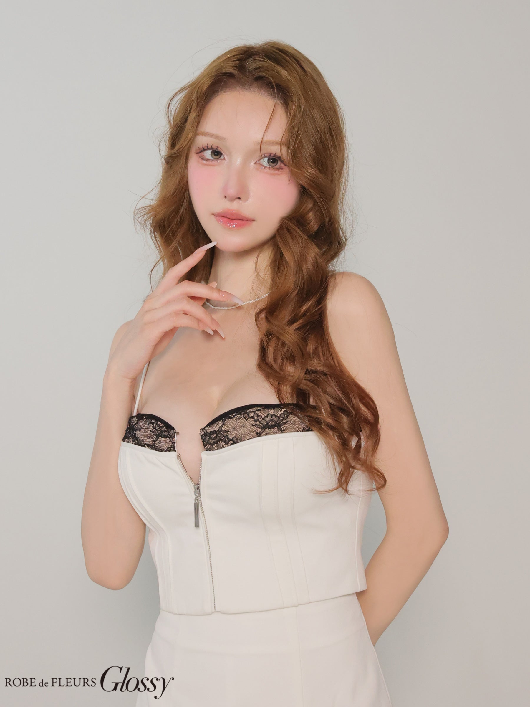 Glossy by ROBE de FLEURS/グロッシー】キャミソール ジップデザイン