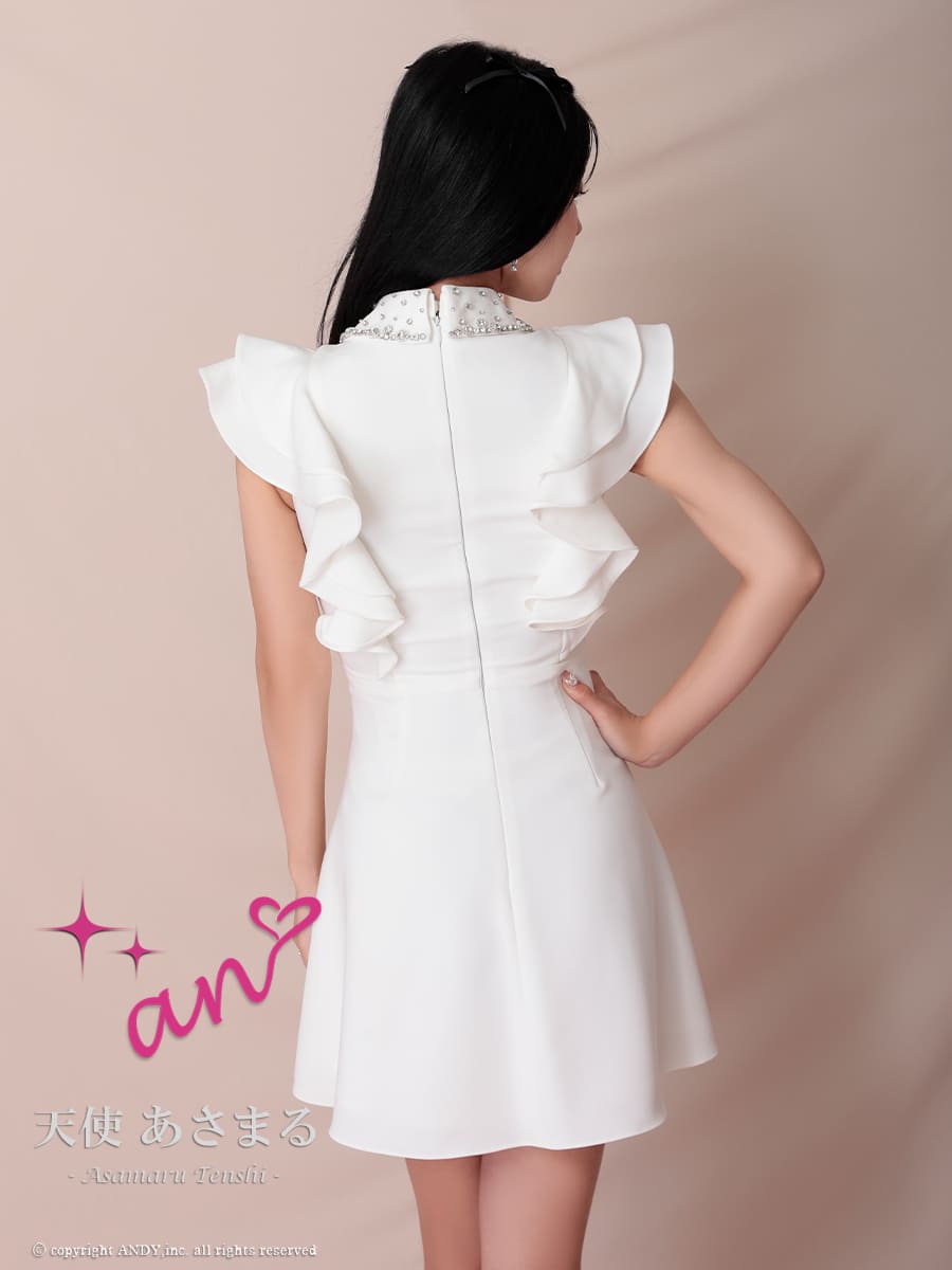 Andy】完売品⭕️値下げ中ビジュー ストラップ フリル ロングドレス