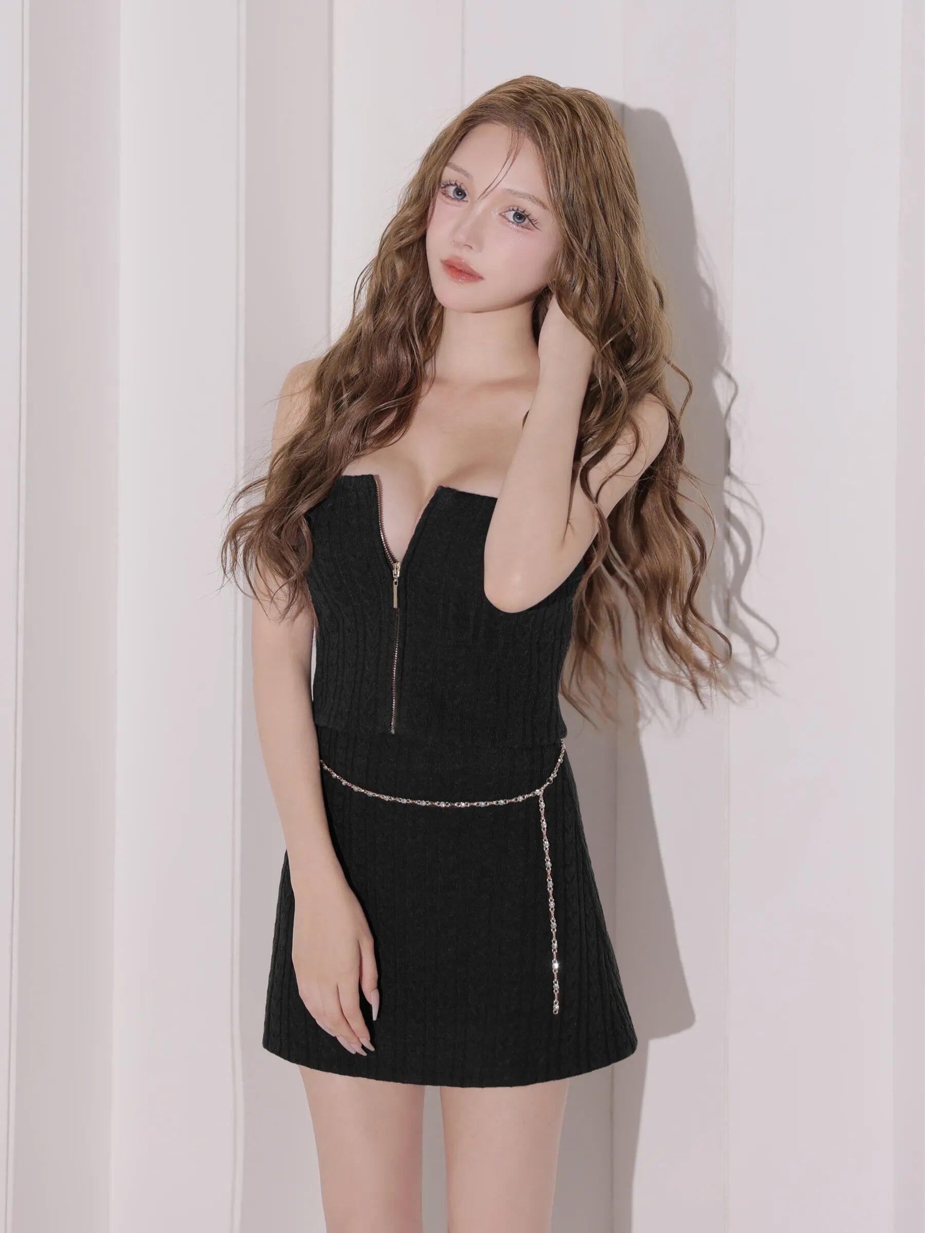 Glossy by ROBE de FLEURS/グロッシー】キャミソール ジップデザイン