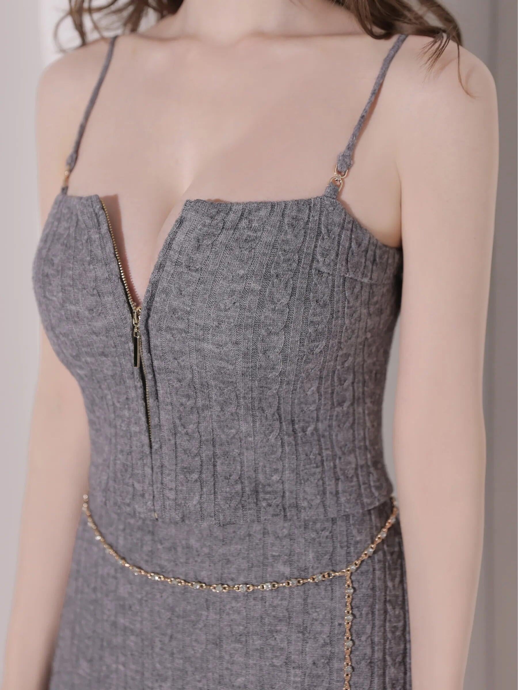 Glossy by ROBE de FLEURS/グロッシー】キャミソール ジップデザイン