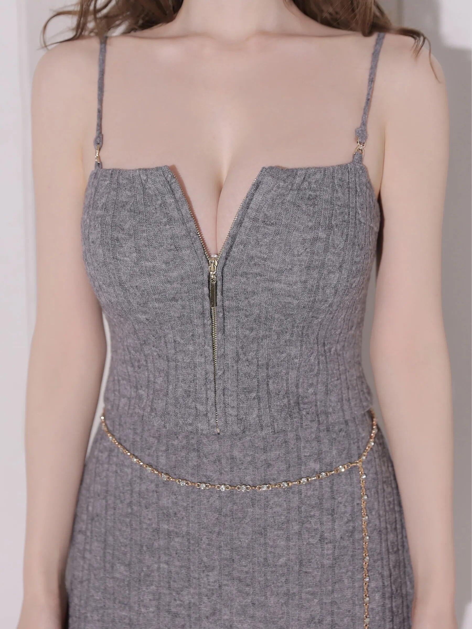 Glossy ドレス ニット Glossy by ROBE de FLEURS/グロッシー】キャミソール ジップデザイン