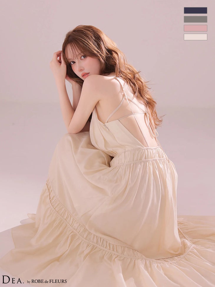 キャバドレス DEA. ROBE de FLEURS ディア ローブドフルール ホルターネック バックオープン マットサテン カットアウト フレアロングドレス 