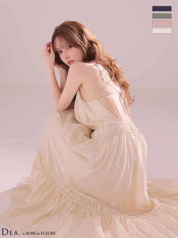 キャバドレス DEA. ROBE de FLEURS ディア ローブドフルール ホルターネック バックオープン マットサテン カットアウト フレアロングドレス 