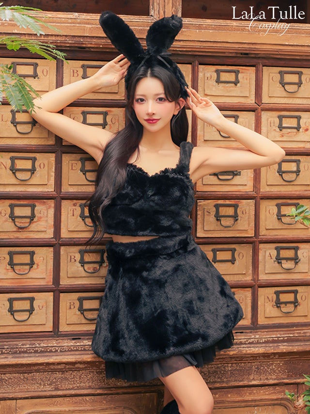 コスプレ ふわふわ チュール バニーガール もこもこ ラブリー 衣装5点セット