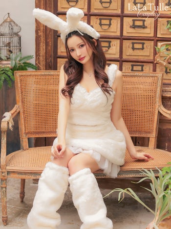 コスプレ ふわふわ チュール バニーガール もこもこ ラブリー 衣装5点セット