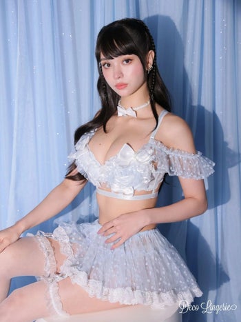 勝負下着 Deco Lingerie デコランジェリー ハート柄 レース リボン フリル ラブリー ランジェリー 4点セット