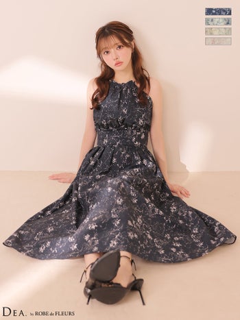 キャバドレス DEA. ROBE de FLEURS ディア ローブドフルール 花柄 ホルターネック エレガント Aラインロングドレス